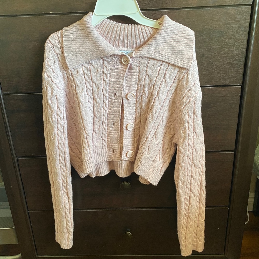 Light pink knit button sweater